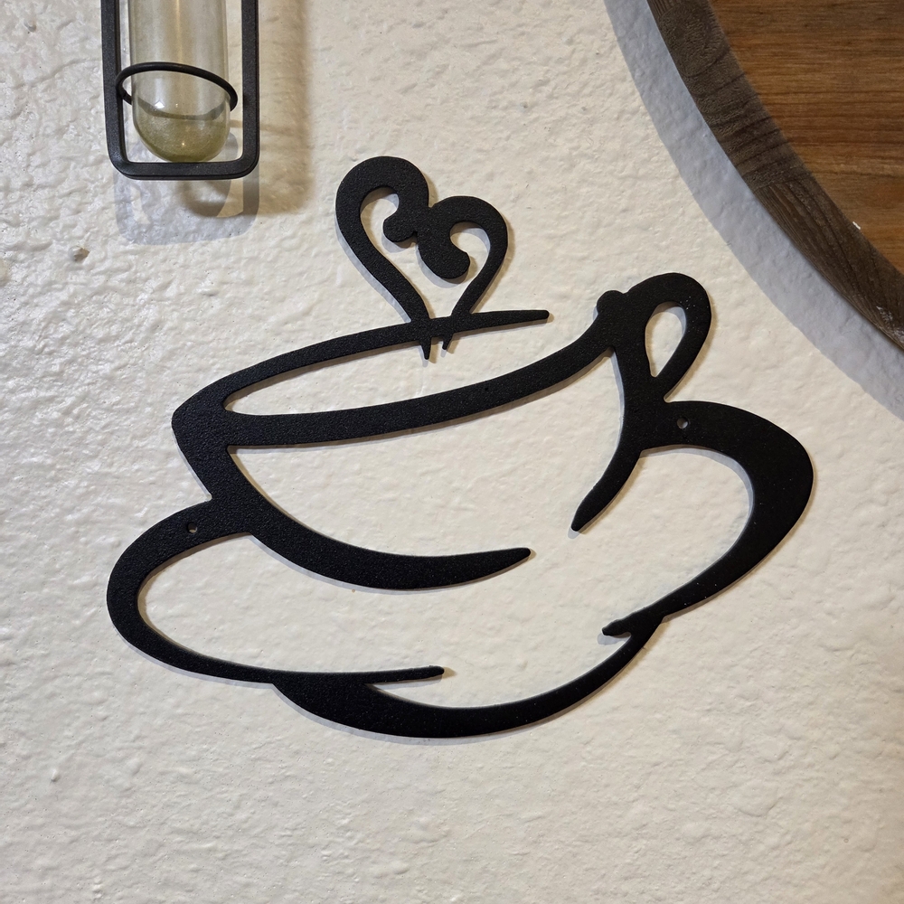 Black Metal Coffee Cup Wall Art